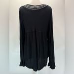 Free People Anthropologie Soul Mate Knit & Crochet Black Flared Cuff Top Photo 9