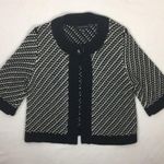 Banana Republic Black & White Striped Knit Cropped Cardigan Sweater M Photo 4