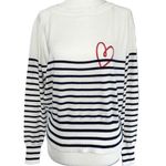 Central Park West New  Heart Striped Linen Blend Pullover Sweater Photo 0