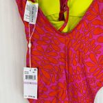 Trina Turk Trellis Plunge Vibrant Pink & Yellow One Piece Swimsuit Size 6 Luxury Photo 3