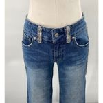 Vintage Y2k Bisou Bisou Jeans Rhinestone Embellished Trim Bootcut Flare Womens 8 Blue Photo 3