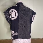 HAND‎ CRAFTED Art To Wear Lagenlook Asian Cotton Kimono Jacket Topper L Black Size L Photo 3