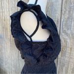 Macaron Black Eyelet Ruffle Sleeve Open Back Lined Romper Size S Photo 4