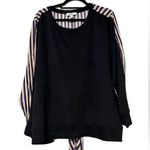 William Rast  sz 2X knit striped top ties in back long sleeve sweater jet black Photo 0