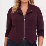 Torrid  4 Plus‎ Size Purple Herringbone Jacquard Knit Blazer Moto Jacket 4x 26 Photo 0