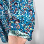 Talbots  Bright Blue Floral Popover Jacobean Floral Paisley Spring Casual Size L‎ Photo 5