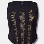 Torrid Ponte Square Neck Lace Corset Top Size 0 Large 12 Black BNWT Photo 0