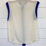Sisley Sleeveless Cream Contrast Blue Trim Button Dressy Y2K Top Photo 4
