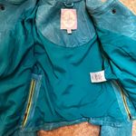 Tracy Reese  Turquoise Moto Leather Biker Jacket SZ 0 Y2K Country Western Texas Photo 11