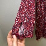 Reformation Jeans Dress Small Floral Print Long Sleeve Tie Neck Mini Maroon boho Red Photo 2