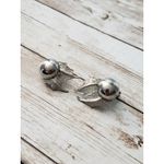 Vintage Clip On Earrings Large Statement Silver Tone Ball and Wing Photo 3