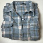 Dazy Blue Plaid Shacket Button Front Long Sleeve 100% Polyester Women's XL Photo 6