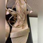 Lulus NWT  Aimee Champagne Gold Metallic Lace Up Strappy Heeled Sandals 7 Photo 4