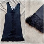 Derek Lam  10 Crosby Black Ribbed Knit Fringe Sleeveless Tank Top Cami XS Photo 4