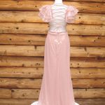 Mac Duggal NWOT  10829 SEQUINED RUFFLED CUT OUT LACE UP GOWN Pink Size 4 Photo 11
