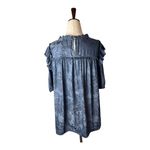 Pookie & Sebastian Shirt Women Large Blue Floral Ruffle Trim Blouse Tropical Photo 2