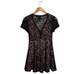 Forever 21 Dress Black Size Small Mini Lace Pink V Neck Feminine Flirty NWOT Photo 4