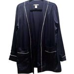 Victoria's Secret Victoria’s Secret Satin-Like Navy Blue Pink Trim Jacket Style Robe Size Medium Photo 0