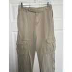 Nicole Miller  Womens Small Tan Linen Blend Cargo Pants Straight Leg Photo 1