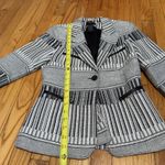 Smythe Woven 90s Shrunken Blazer Black White Abstract Stripe One Button Size 6 Photo 9