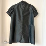 Moschino  Women's Vintage Black Pleated Puff Sleeve Button Up Blazer Dress Size 8 Photo 5