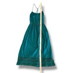Roxy  Teal Crochet Trim Strappy Midi Dress XL Cotton Summer Boho Beach Surf Photo 3