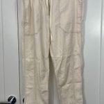 Free People Medium Cream Cropped Cargo Tapered Drawstring Pants with Pockets Photo 0