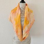 Orange and Cream Watercolor Silk Neck Square Scarf Photo 1