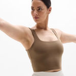 Athleta  Transcend Square Neck Crop Sports Bra D-DD - Clay
- M Photo 0