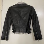 OAK Genuine Leather Black and silver metallic motorcycle riding zip up jacket S Photo 5