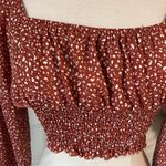 Romwe Romantic Peasant Crop Top Long Sleeve Rust Smocked Womens XS Photo 3