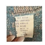 Vintage Medium Pure‎ Vermont Lambswool Blend Cardigan Sweater Floral Pattern Blue Photo 7