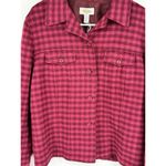 Talbots  Cranberry Red Checked Wood Blend Shirt‎ Jacket Shacket Size 16 Holiday Photo 2