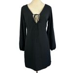 Abercrombie & Fitch New Abercrombie Fitch Black Long Sleeve Tie Neck Mini Dress Small Boho Party Photo 1