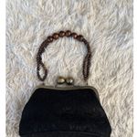 Vintage 1940 Black Lace Kiss Lock Handbag with Beaded Handle Gold Ball Closure Photo 7