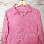 PINK - Victoria's Secret  Pink & White Button Down Pocket Front Pajama Sleep Shirt Photo 2