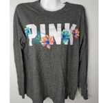 PINK - Victoria's Secret  Gray Hibiscus Floral Tee Shirt Size S Hawaiian Tropical Photo 1