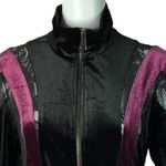 Marciano  Jacket‎ Womens XS Velour Black Purple Zip Up Lace Inserts Whimsigoth Photo 3
