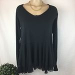 Free People Black Loose Fit Long Sleeve Asymmetric Hem Tunic Top XS Photo 1