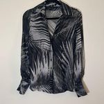 Adrienne Vittadini  100% Silk Palm leaf sheer button down blouse size4 Photo 0