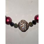 Vintage Intricate Beaded Colorful Faberge Egg Pattern Center Bead Necklace Red Photo 3