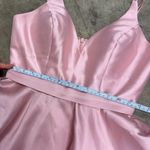Sherri Hill  eyelet lace satin coquette pink plunge neck prom homecoming dress Photo 5