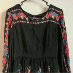 Free People  Age‎ Of Aquarius Boho Black Floral Mini Dress Size 2 NWT Photo 4