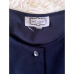 Jane Ashley  Navy Blue Button Down Tunic‎ Top Long Sleeve Laser Cut Details Photo 3