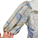 Abercrombie & Fitch  Blue White Green Floral Smocked Puff Sleeve Crop Top size L Photo 6