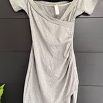 MAY PINK Gray Scoop Neck Bodycon Wrap Mini Dress Women’s Sz S EUC Photo 0