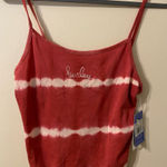 Hurley New NWT Womens  Red White Tie Dye Tank Top Mineral Red‎ Stripe Size Large Photo 0