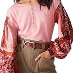 Free People  Light Magic Henley Blouse Top Photo 0