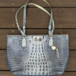 Brahmin Blue Medium Asher Tote Alligator Leather Bag Purse w/ Tassel Bag Charm Photo 0