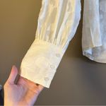 HYFVE ✨ Women’s Off White Floral Sheer Top Button Down Large Photo 4